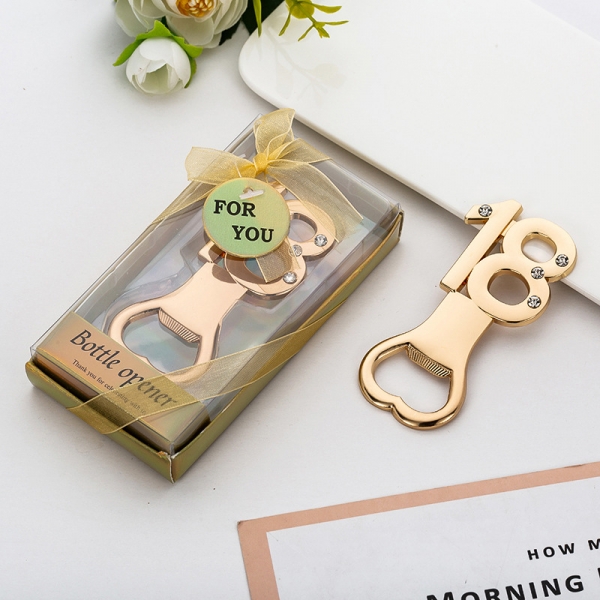 18 Eighteen Year Old Gold Metal Bottle Opener With Gift Box Birthday Party Favor