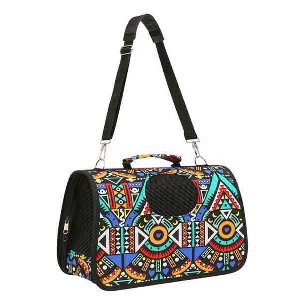 Mystery Totem Pattern Ventilated Pet Travel Bag Cat Carrier Soft Crate Puppies Small Dogs