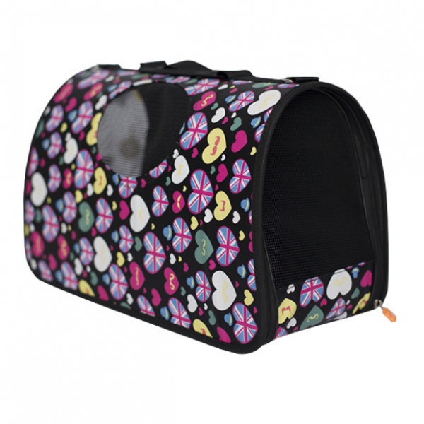 Union Jack Love Hearts Ventilated Pet Travel Bag Cat Carrier Soft Crate Puppies Small Dogs