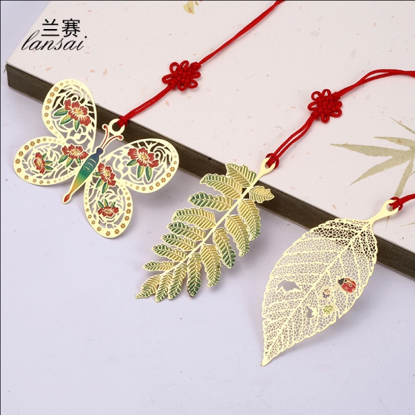 Gold Peack Butterfly Leaves Metal Cute Bookmarks Books Book Markers Readers Gift