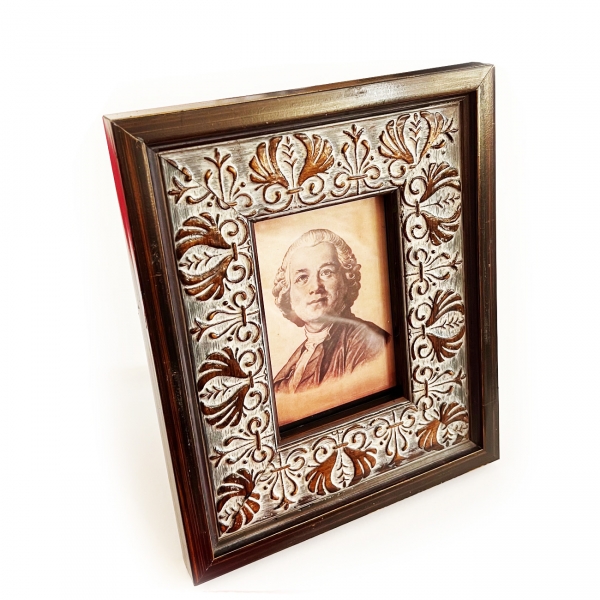 Oak Wooden Frame with Vintage Flowers 6x4 Inch Freestanding Portrait Photo Frame