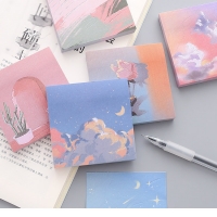 80 Sheets Landscape Paint Flowers Cute Sticky Notes Pad Floral Bookmarks Memo