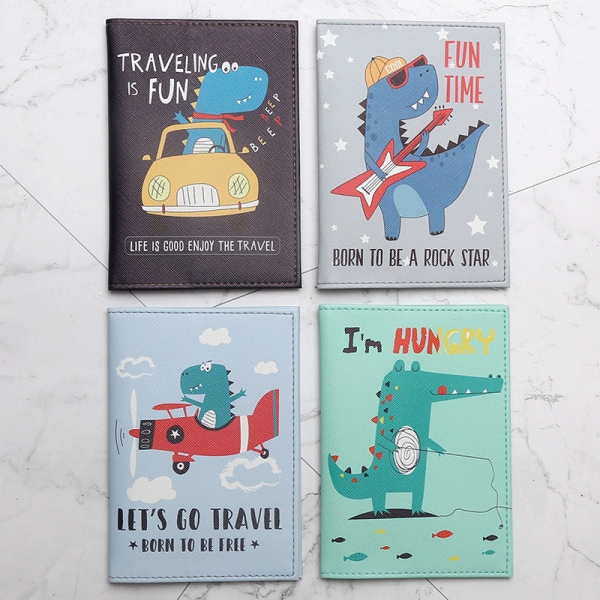 Fun Animals Dinosaur Crocodile Boy Kids Passport Cover Travel ID Holder Case