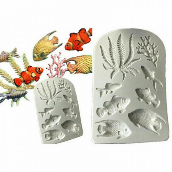 Sea Fish Coral Silicone Mould Chocolate Fondant Jelly Sugar Paste Ice Cube Mold