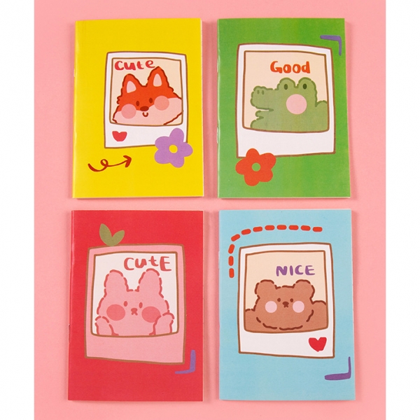 4pk Adorable Animals Bear Fox Rabbit Cute Mini Notebooks Small Notepads Memo Pad