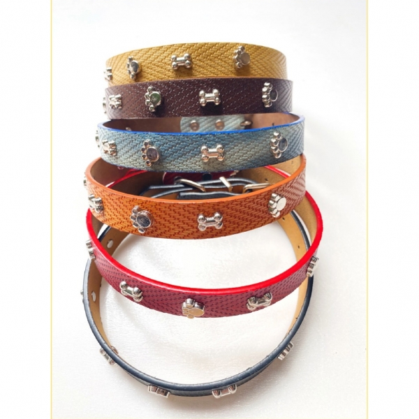 Adjustable Puppy Dog Kitten Cat Small Medium Large Pet Collar Bones Paws Studs