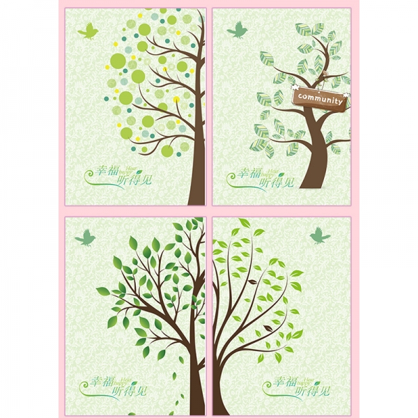 4pk Garden Birds Green Tree Cute Mini Notebooks Small Notepads Pocket Memo Pads
