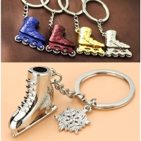 3D Sports Ice Skate Roller Skate Silver Metal Keyring Key Ring Keychain Gift