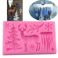 Christmas Tree Deer Snow Sugarcraft Mould Chocolate Baking Mold Cake Topper