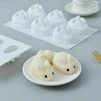 6 Rabbits Easter Bunny Silicone Mould Chocolate Fondant Jelly Ice Cube Soap Mold