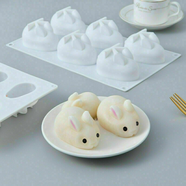 6 Rabbits Easter Bunny Silicone Mould Chocolate Fondant Jelly Ice Cube Soap Mold
