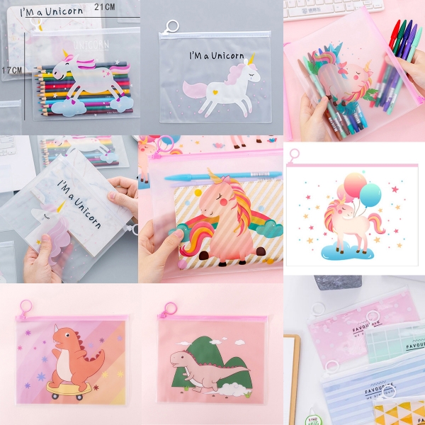 4pk Cute See Through Pencil Cases Cosmetics Make Up Bags Pen Pouches