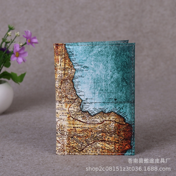 Retro Style World Map Passport Cover