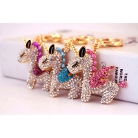 Cute Unicorn Crystal Diamante Bag Charms Handbag Women Keyrings Pendant
