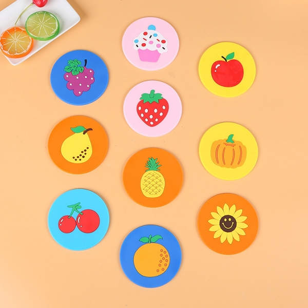 10pc Summer Fruits Coaster Set Colorful Cup Drinks Holder Mat Tableware Placemat