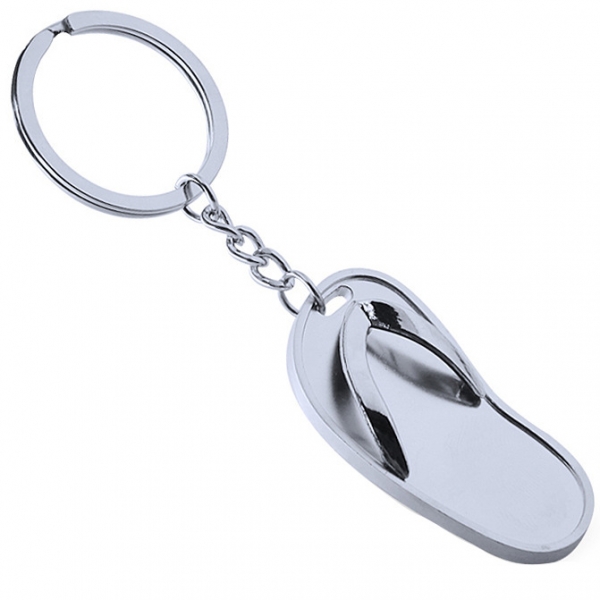 Beach Sandal Flip Flop Slipper Silver Metal Keyring Summer Holiday Xmas Gift
