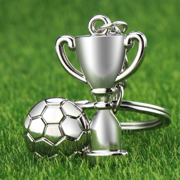 Silver Football Trophy Keyring World Cup Football Fans Gift Key Fob