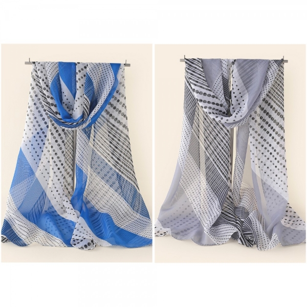Polka Dots Strips Pattern Fashion Ladies Scarves Chiffon Scarf Womens Shawls